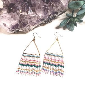 ⭐️ NEW urban outfitters beaded fringe bohemian curtain retro style earrings uo